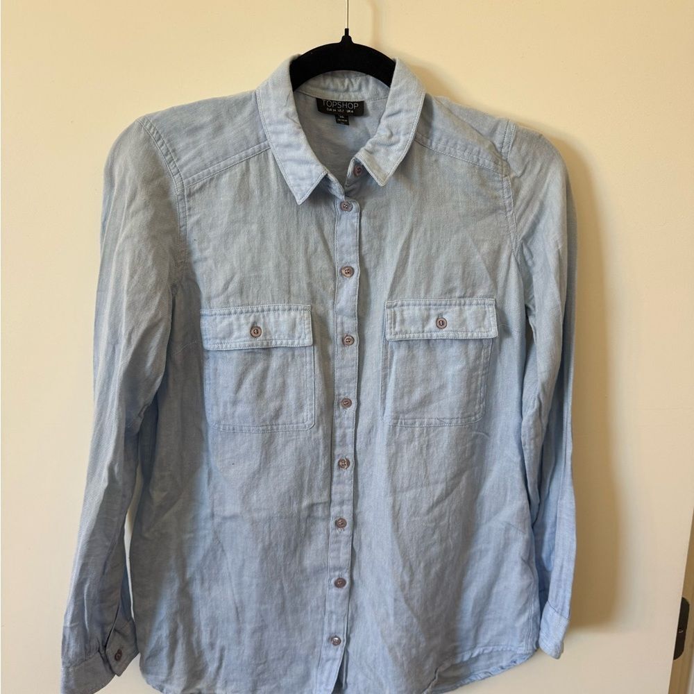 Topshop Light Blue Casual Button Down Shirt